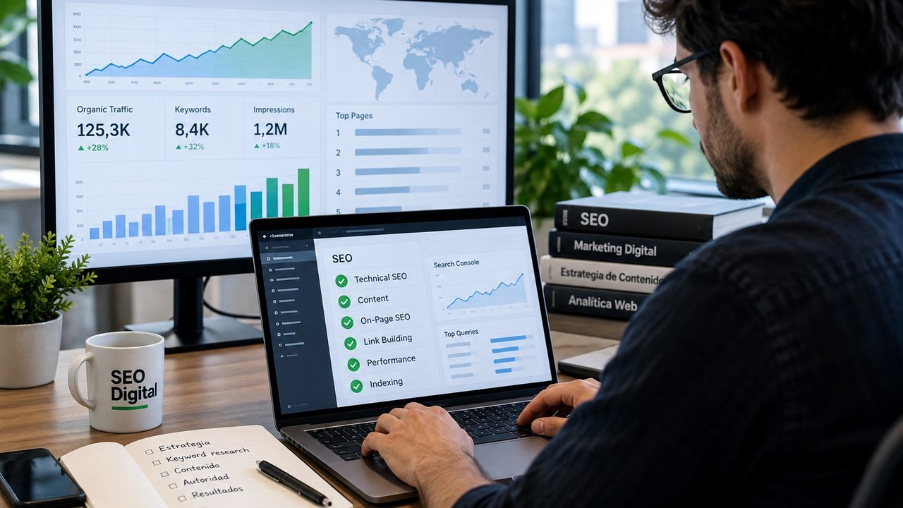 Escena conceptual sobre SEO técnico en 2026: qué revisar antes de publicar o rediseñar
